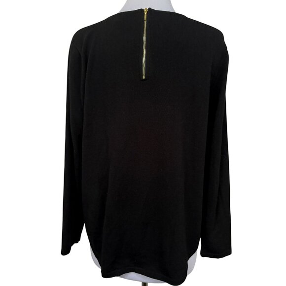 Chicos Black Mindy Pullover Sweater Top Sz 2 Back Zip Long Sleeve Classic Soft - Picture 3 of 8